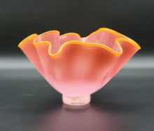 Load image into Gallery viewer, Pink Footed Handkerchief Bowl with an Orange Lip Wrap (#6)