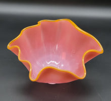 Load image into Gallery viewer, Pink Footed Handkerchief Bowl with an Orange Lip Wrap (#6)