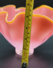 Load image into Gallery viewer, Pink Footed Handkerchief Bowl with an Orange Lip Wrap (#6)