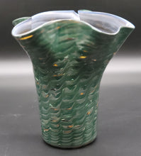 Load image into Gallery viewer, Variated Green over White Double Stuffed Ruffle Top Hankerchief Vase (17)