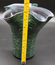 Load image into Gallery viewer, Variated Green over White Double Stuffed Ruffle Top Hankerchief Vase (17)