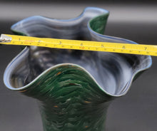 Load image into Gallery viewer, Variated Green over White Double Stuffed Ruffle Top Hankerchief Vase (17)