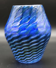 Load image into Gallery viewer, Double Stuffed Pot-Bellied Blue and Green Variegated Vase (#19)
