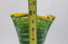 Load image into Gallery viewer, Green Vase with Yellow Lip Wrap