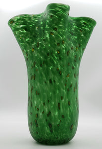 Green Vase Yellow spots and White Interior (Large Vase)