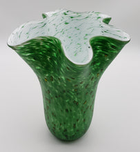 Load image into Gallery viewer, Green Vase Yellow spots and White Interior (Large Vase)
