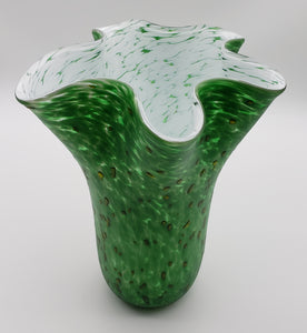 Green Vase Yellow spots and White Interior (Large Vase)