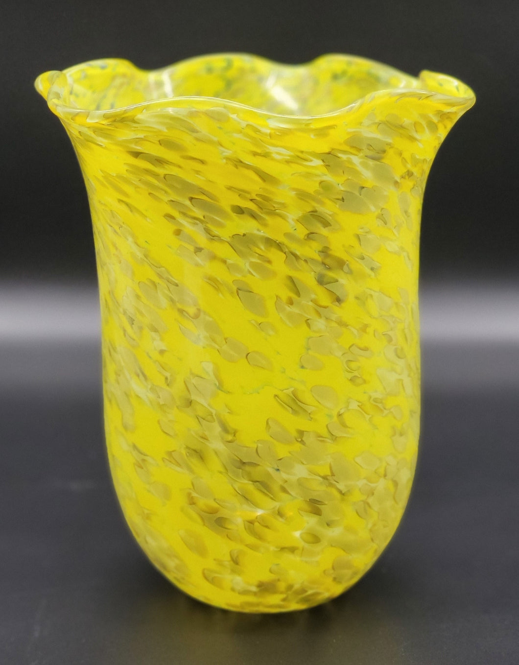 Multi-Yellow and Green Wide Ruffle Top Vase (#7)