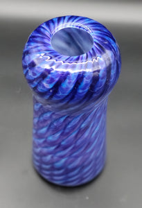 Double Stuffed Blue and Violet over White Enamel Vase (#13)