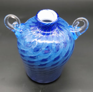 Double Stuffed Blue and White Double Handled Jug Vase (#14)