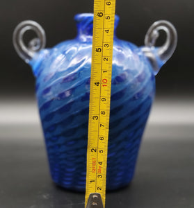 Double Stuffed Blue and White Double Handled Jug Vase (#14)