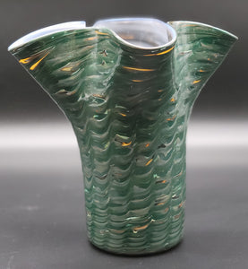 Variated Green over White Double Stuffed Ruffle Top Hankerchief Vase (17)